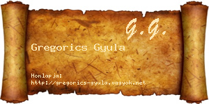 Gregorics Gyula névjegykártya